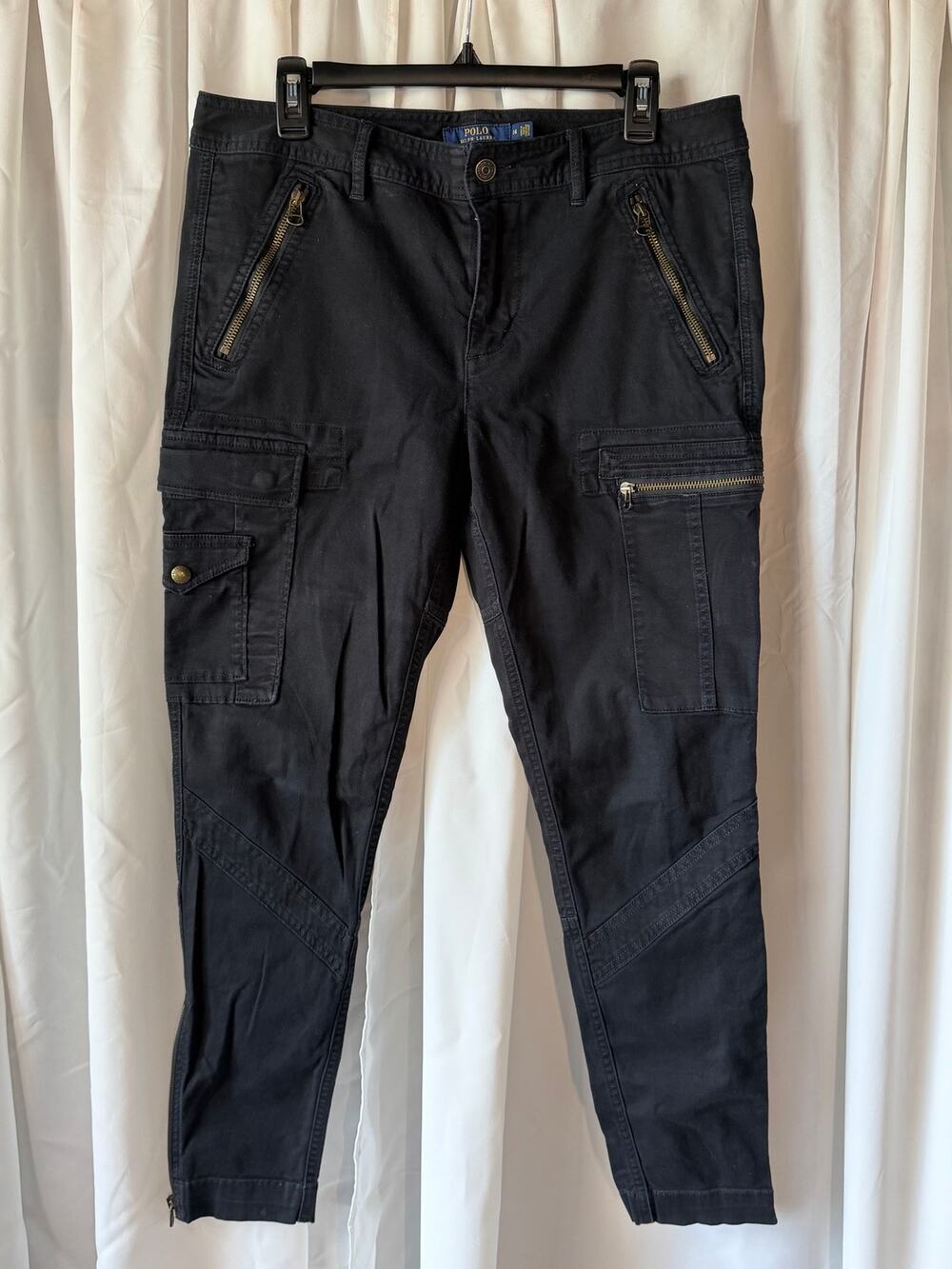 Polo Ralph Lauren Black Moto Utility Cargo Pants Sz 14 Streetwear